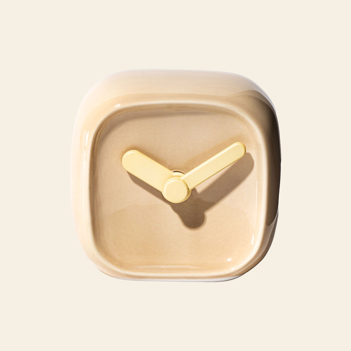 Bmix Studio Ceramic Cube Desk Clock Mocha