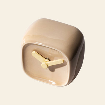 Bmix Studio Ceramic Cube Desk Clock Mocha