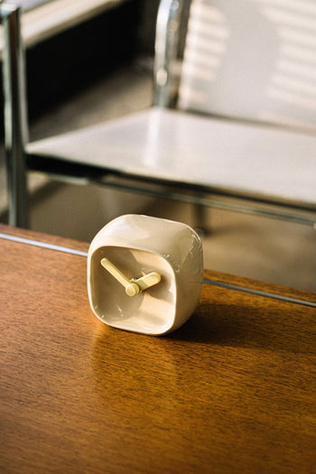 Bmix Studio Ceramic Cube Desk Clock Mocha