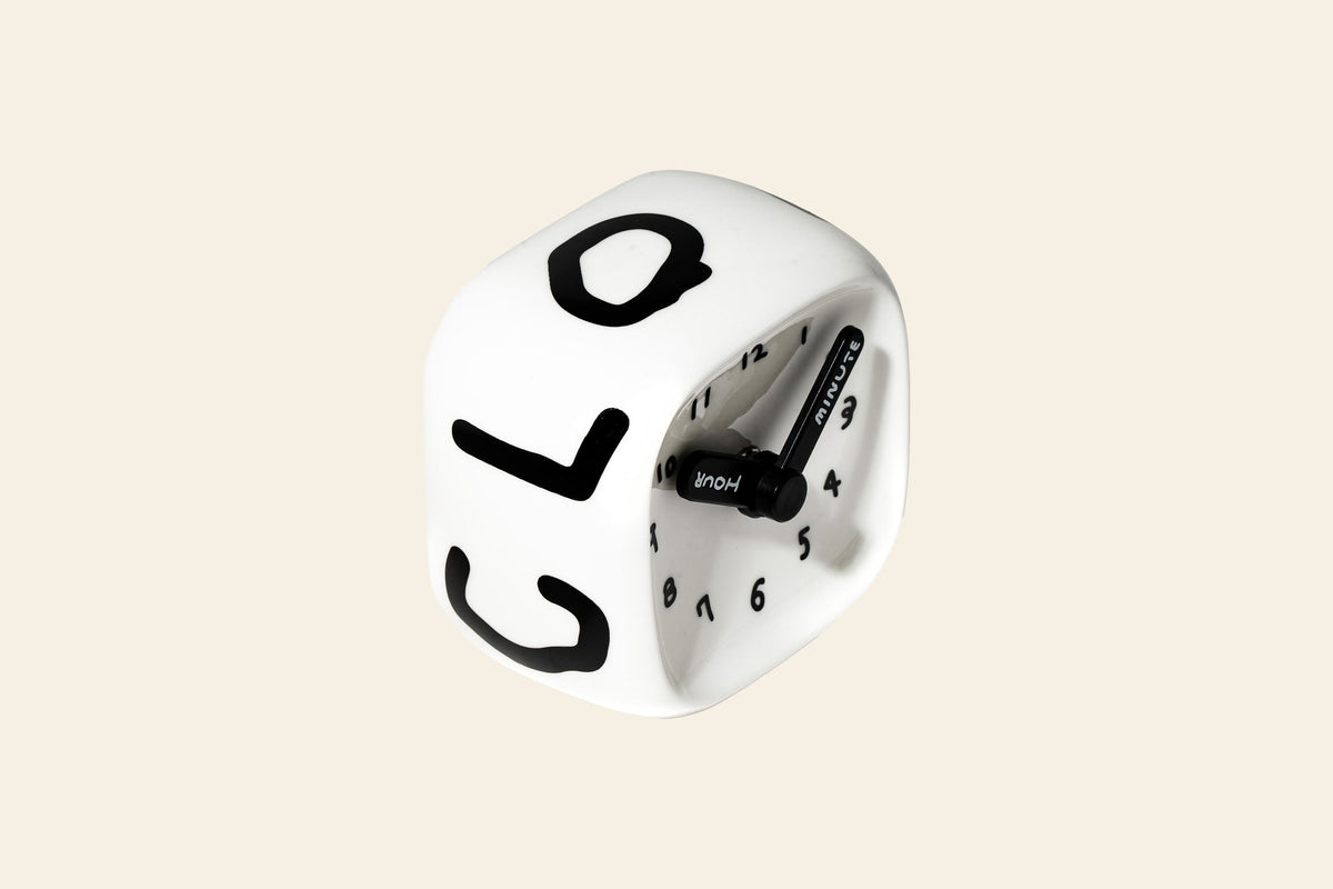Bmix Studio x INAP Edition Ceramic Cube Clock 01 Black Hands