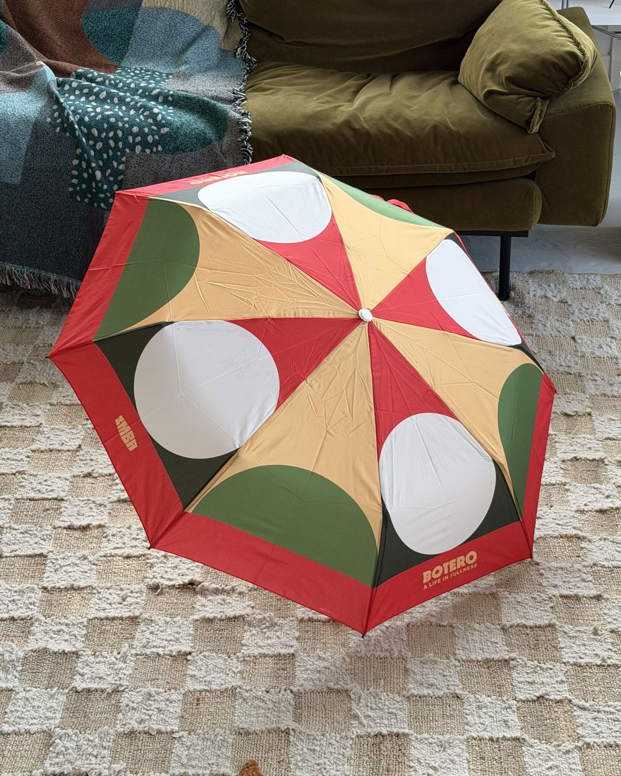 Botero Patterned Umbrella - Red/Green/Yellow