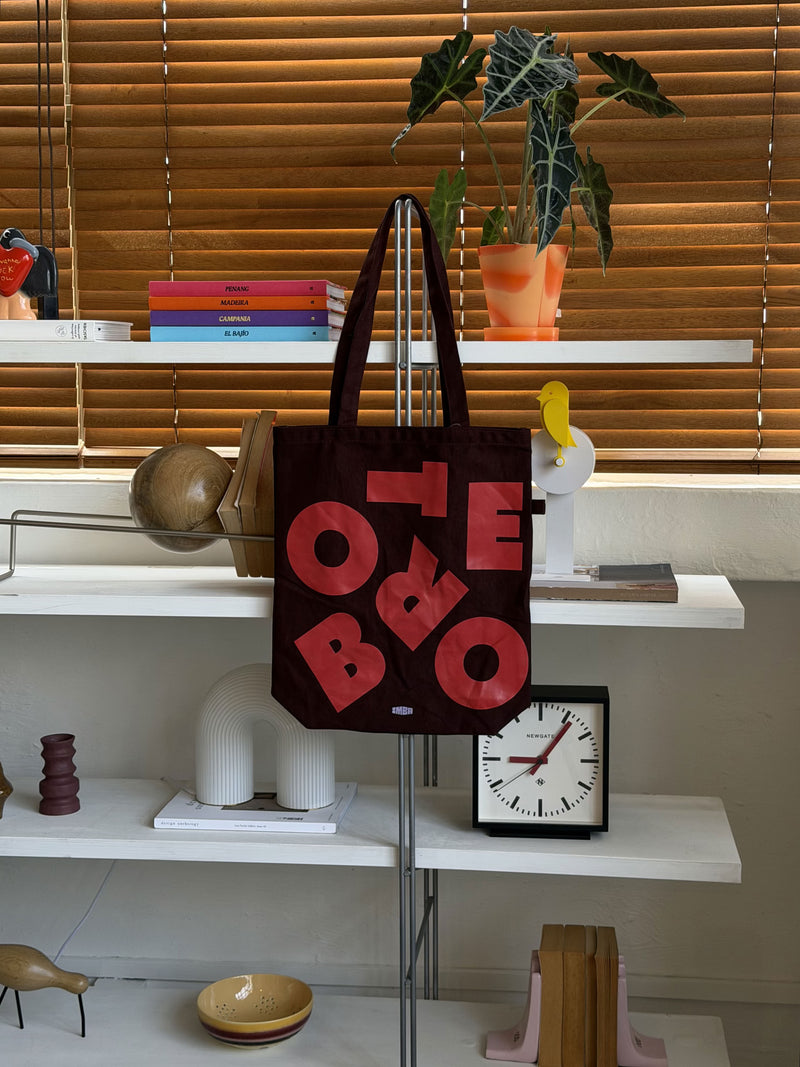 Botero Typography Tote Bag - Burgundy/Red