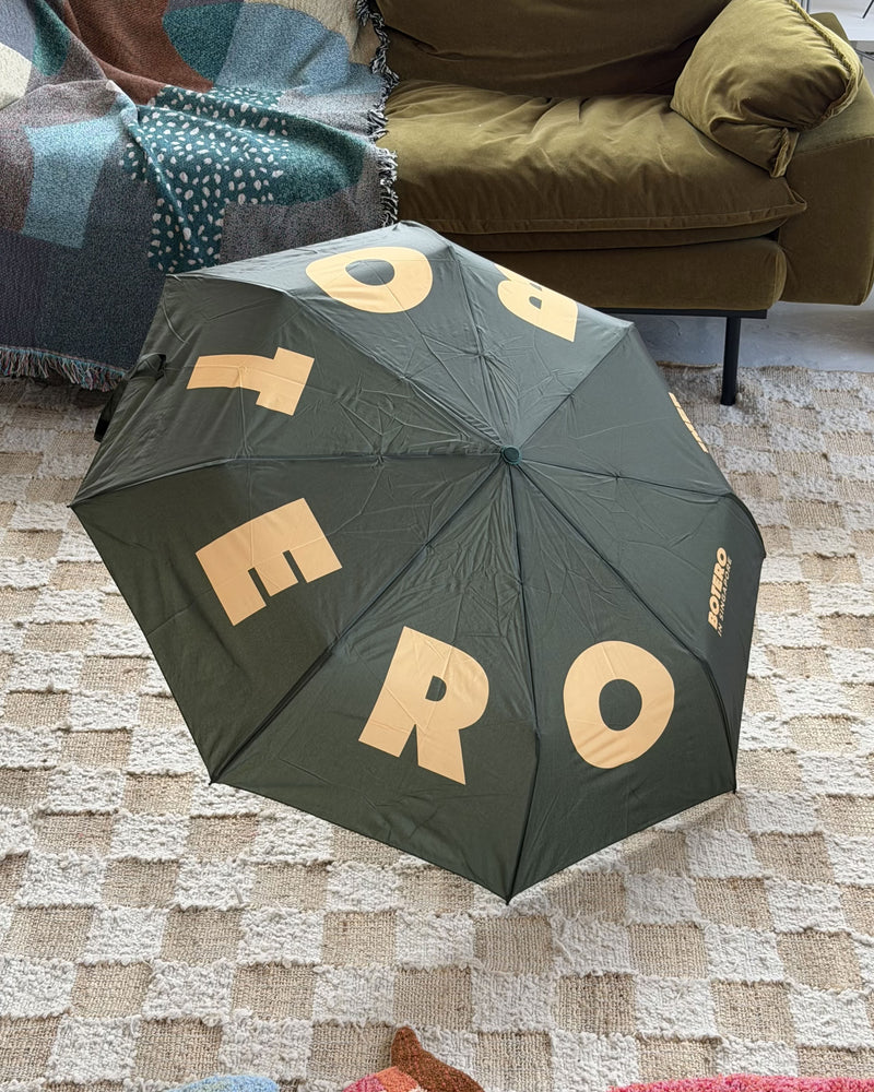 Botero Typography Umbrella - Dark Green/Yellow
