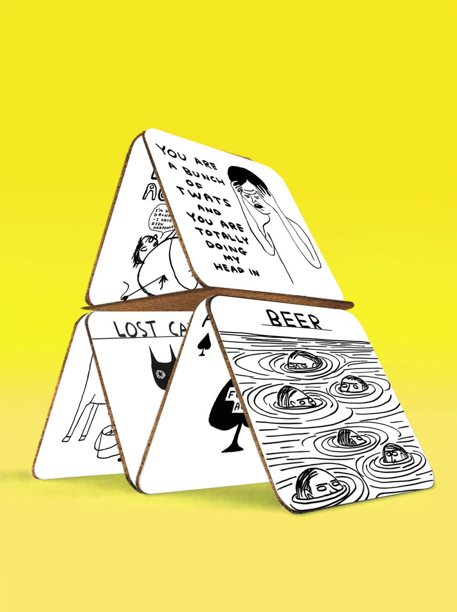 Brainbox Candy David Shrigley Coaster Box Set - Black & White, Set of 6