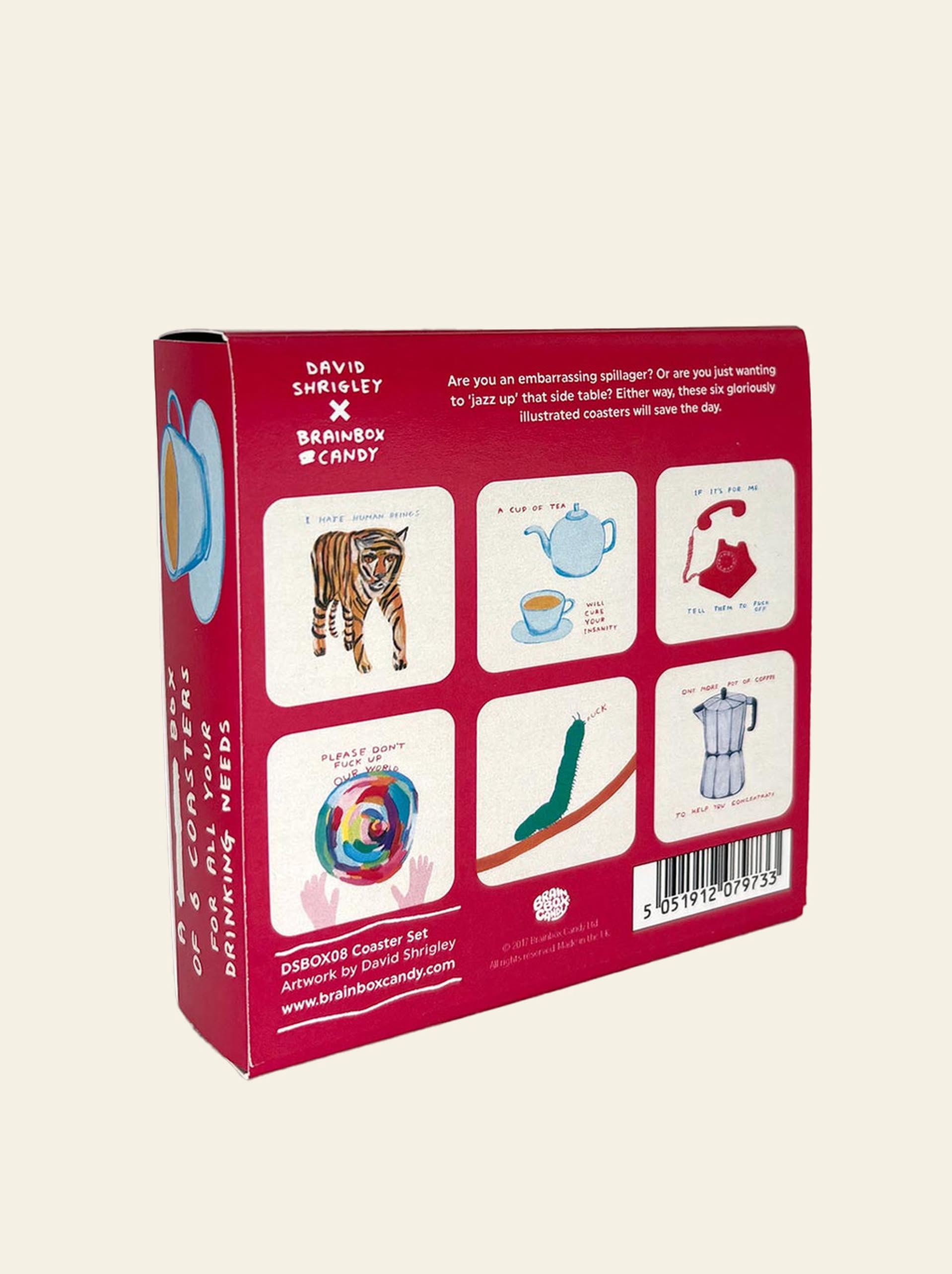 Brainbox Candy David Shrigley Coaster Box Set Coloured Set of 6