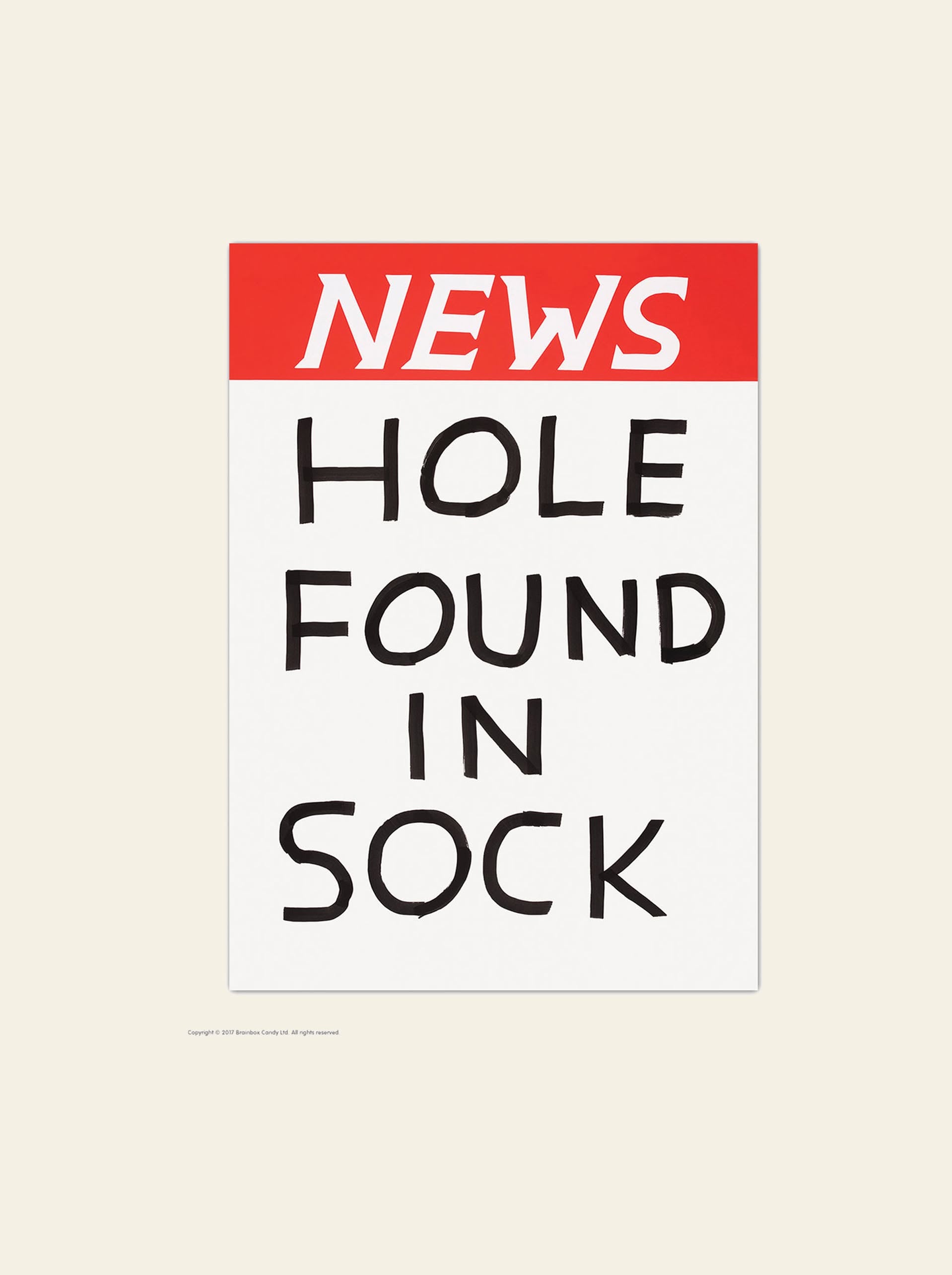 Brainbox Candy David Shrigley - Hole Found In Sock Postcard (A6)