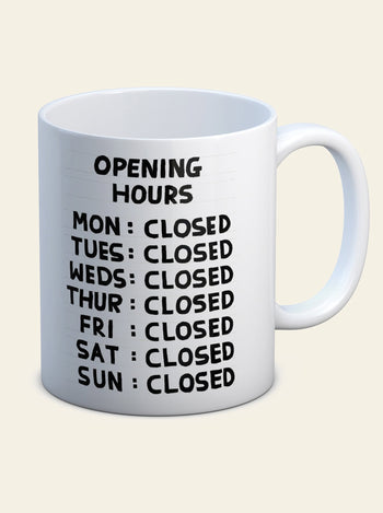 Brainbox Candy David Shrigley Opening Hours Mug
