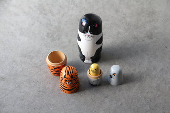 DETAIL Feline 5 Nesting Dolls Multicolour