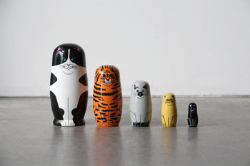 DETAIL Feline 5 Nesting Dolls Multicolour