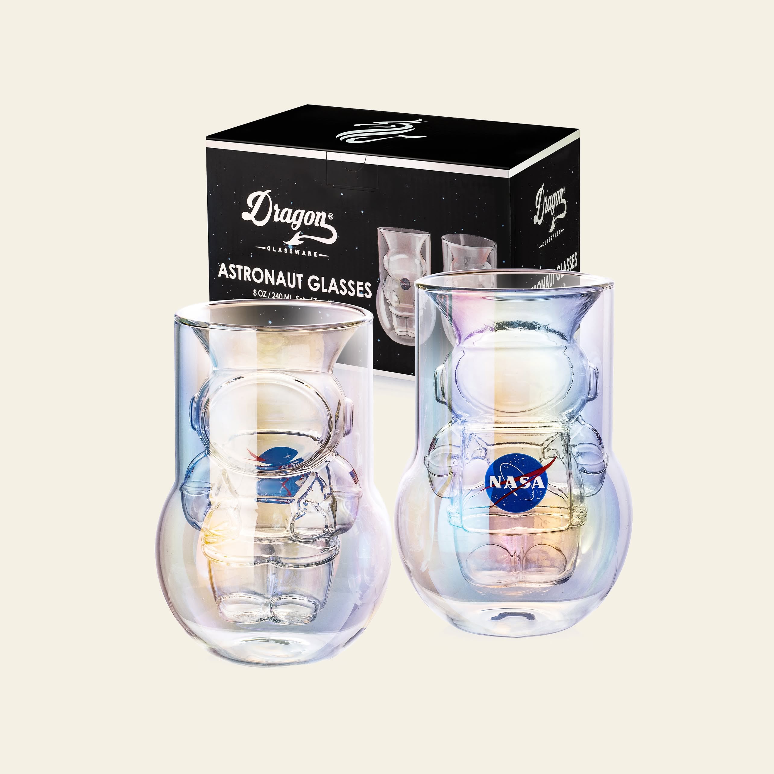 DETAIL NASA Astronaut Double-Walled Glasses, Set of 2 - Clear