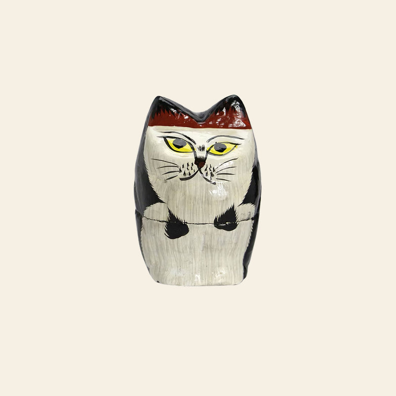 DETAIL Papier Mache Standing Cat - Black