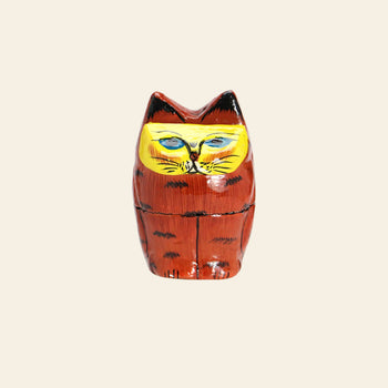 DETAIL Papier Mache Standing Cat Brown