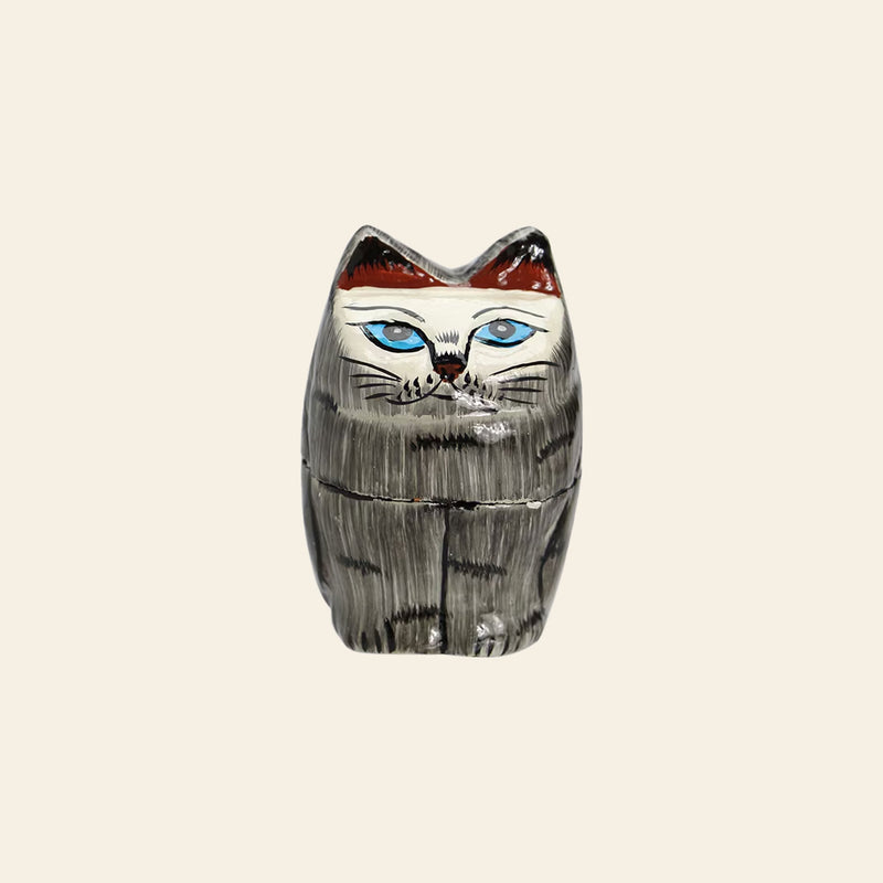 DETAIL Papier Mache Standing Cat - Grey