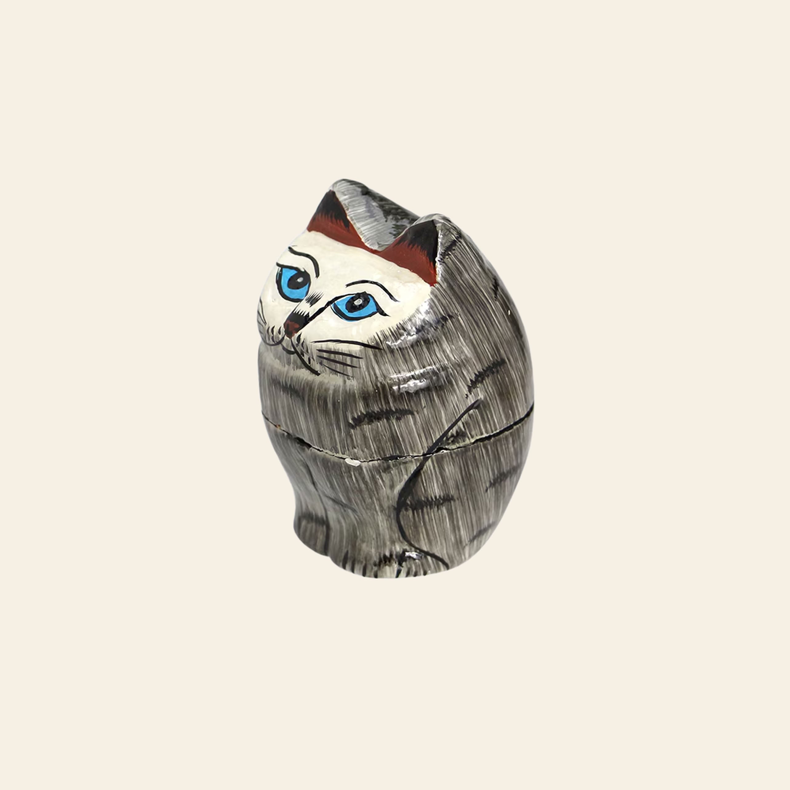 DETAIL Papier Mache Standing Cat - Grey