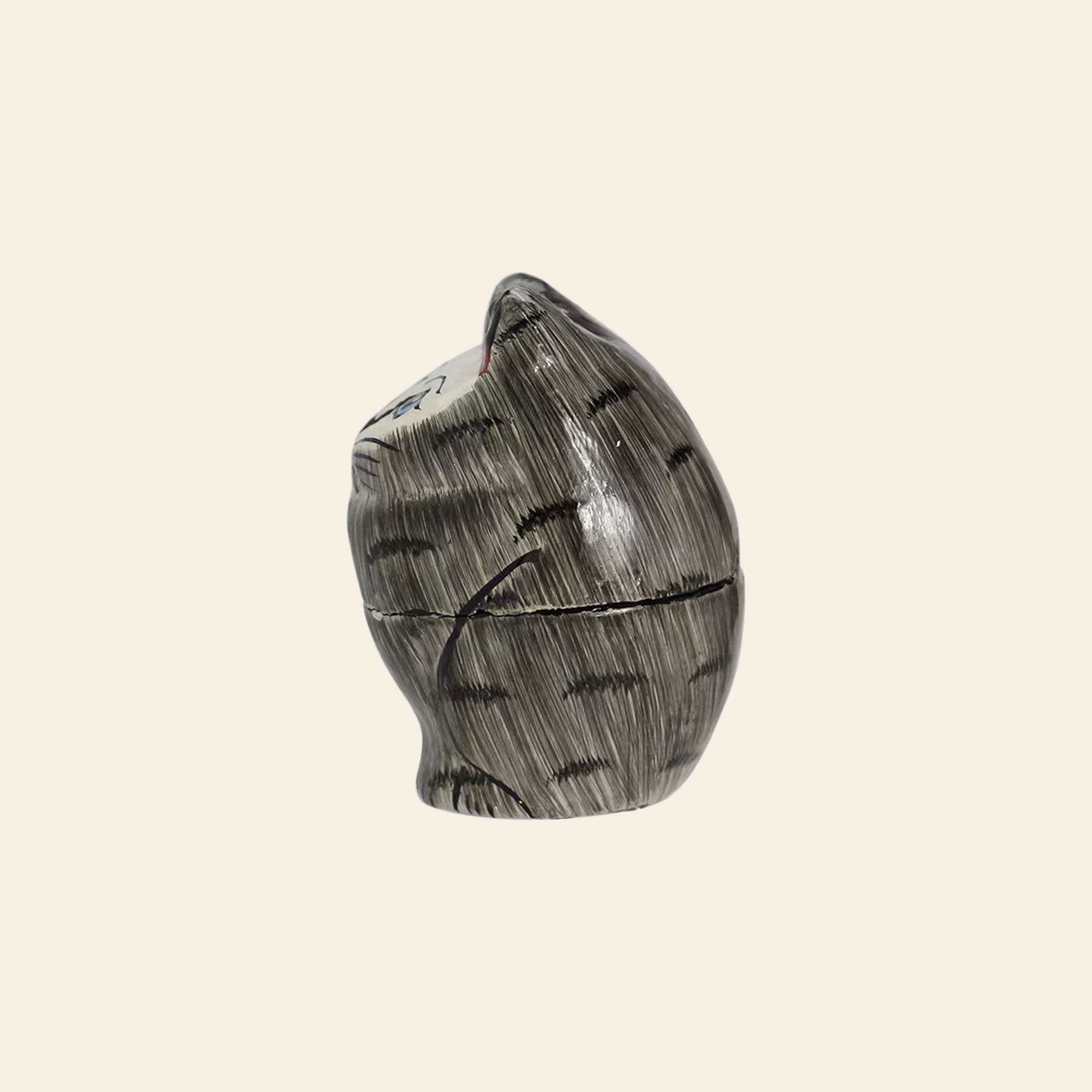 DETAIL Papier Mache Standing Cat Grey