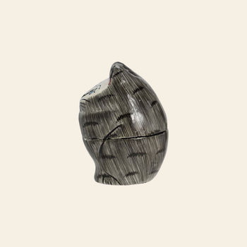 DETAIL Papier Mache Standing Cat Grey
