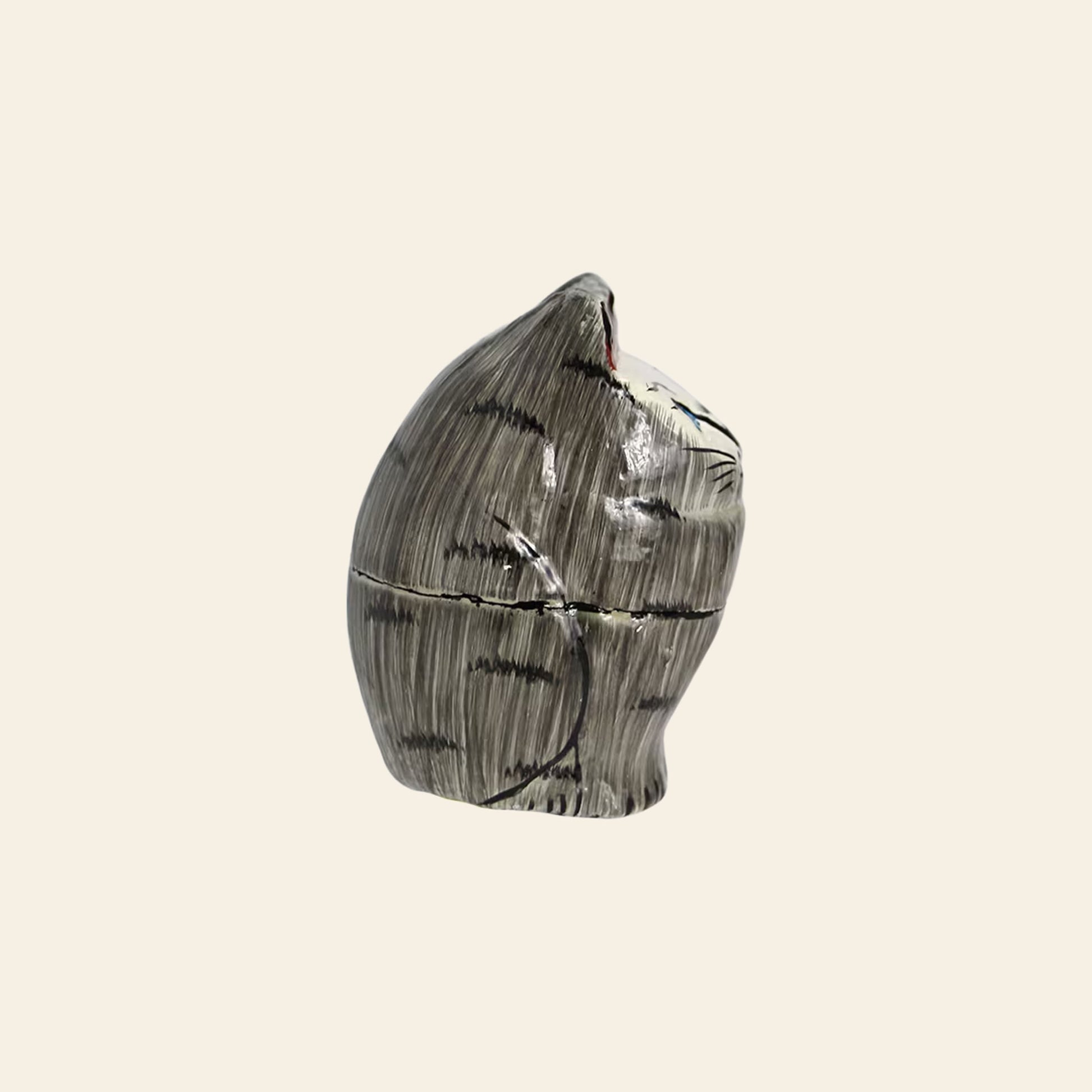 DETAIL Papier Mache Standing Cat Grey