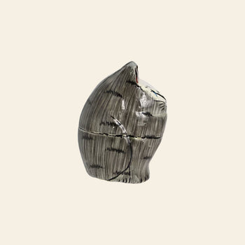 DETAIL Papier Mache Standing Cat Grey