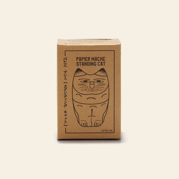 DETAIL Papier Mache Standing Cat Grey