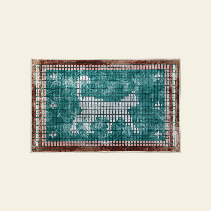 DETAIL Walking Cat Washable Rug - Green