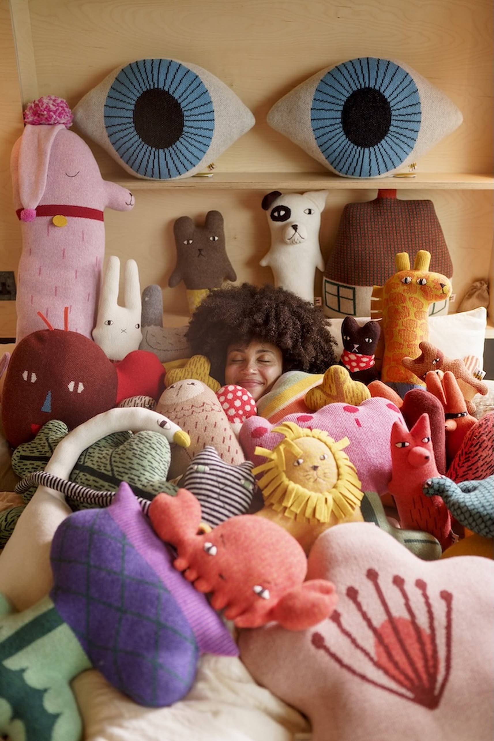 Donna Wilson Blue Eye Shaped Cushion, Set of 2 - Stacked Store