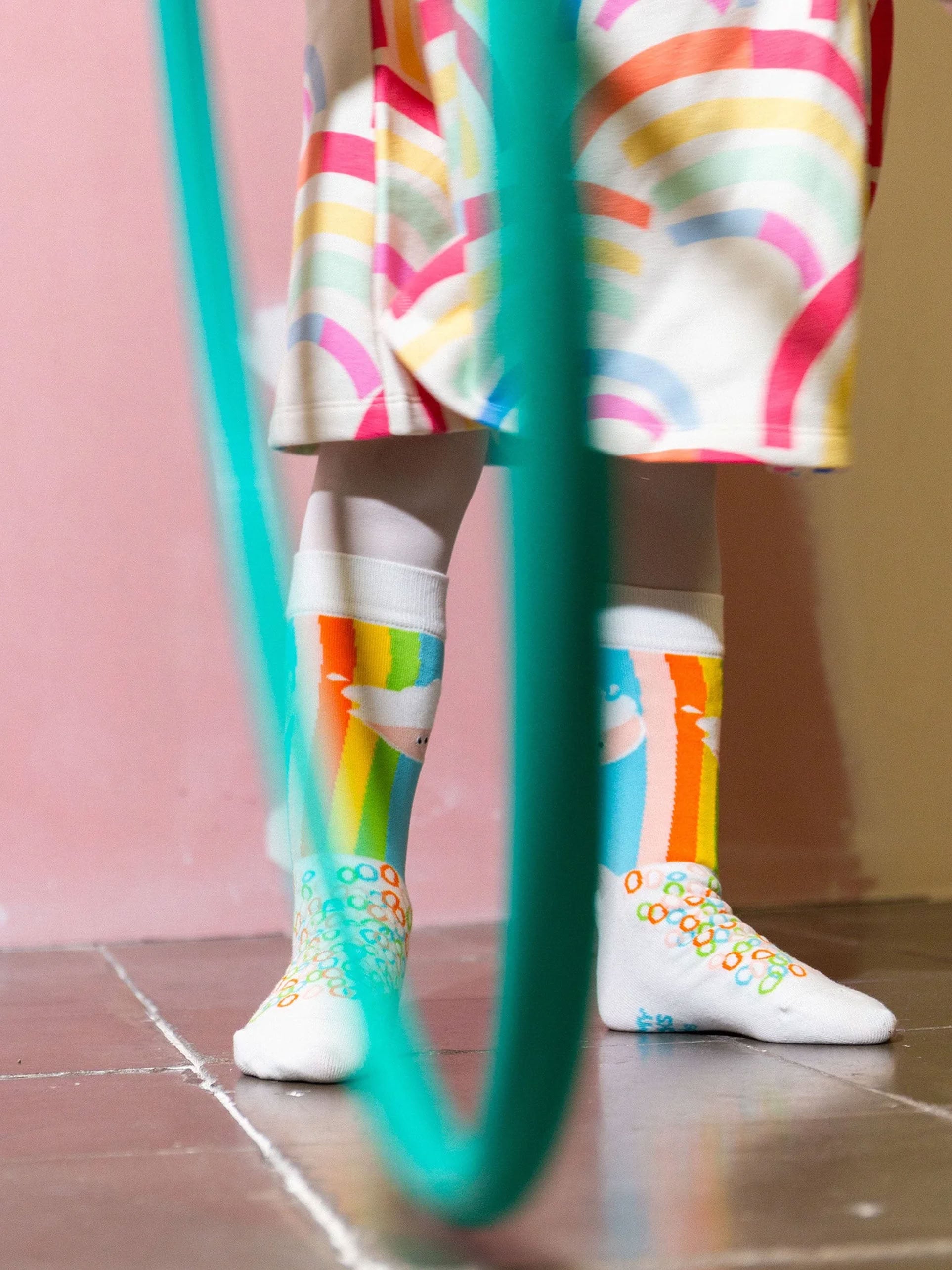 Eat My Socks Cereals Blue Rainbow Kids Socks