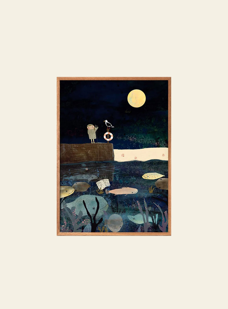 Empty Wall Line Risager Svendsen - Fish Live There (30x40) - Poster