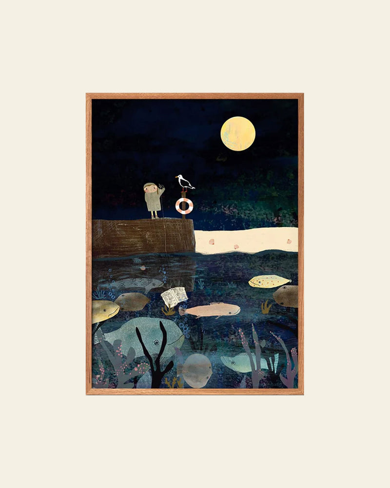 Empty Wall Line Risager Svendsen - Fish Live There (50x70) - Poster