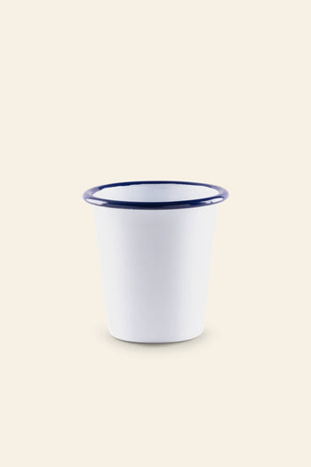 Falcon Enamelware Tumbler White With Blue Rim