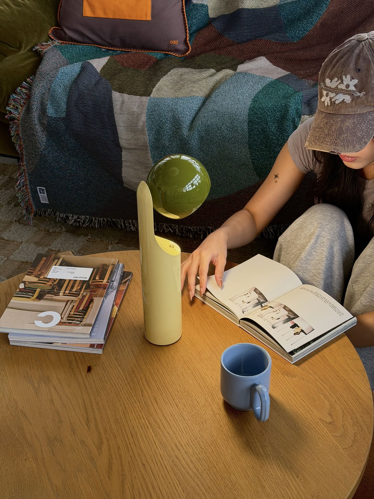 Fine Lumens MONO Portable Reading Lamp Verde Olive/Natural Yellow