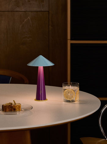 Fine Lumens Tipsy Portable Lamp Gray Blue/Dear Plum