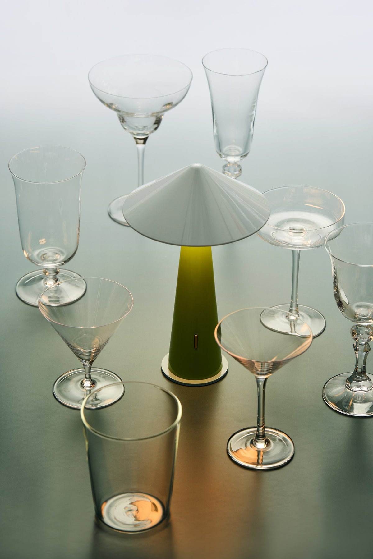 Fine Lumens Tipsy Portable Lamp Ice Gray/Pine Green