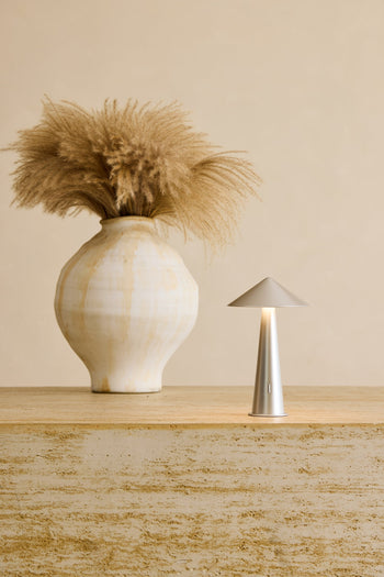 Fine Lumens Tipsy Portable Lamp Matte Silver