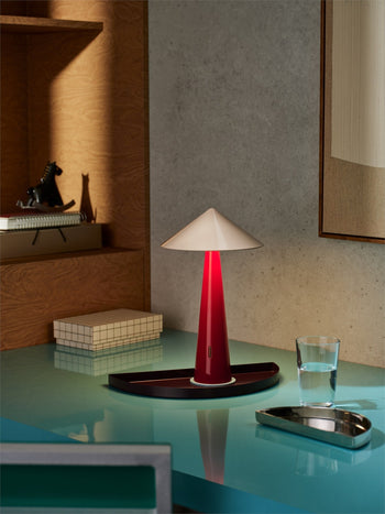 Fine Lumens Tipsy Portable Lamp Powder Pink/Dark Red