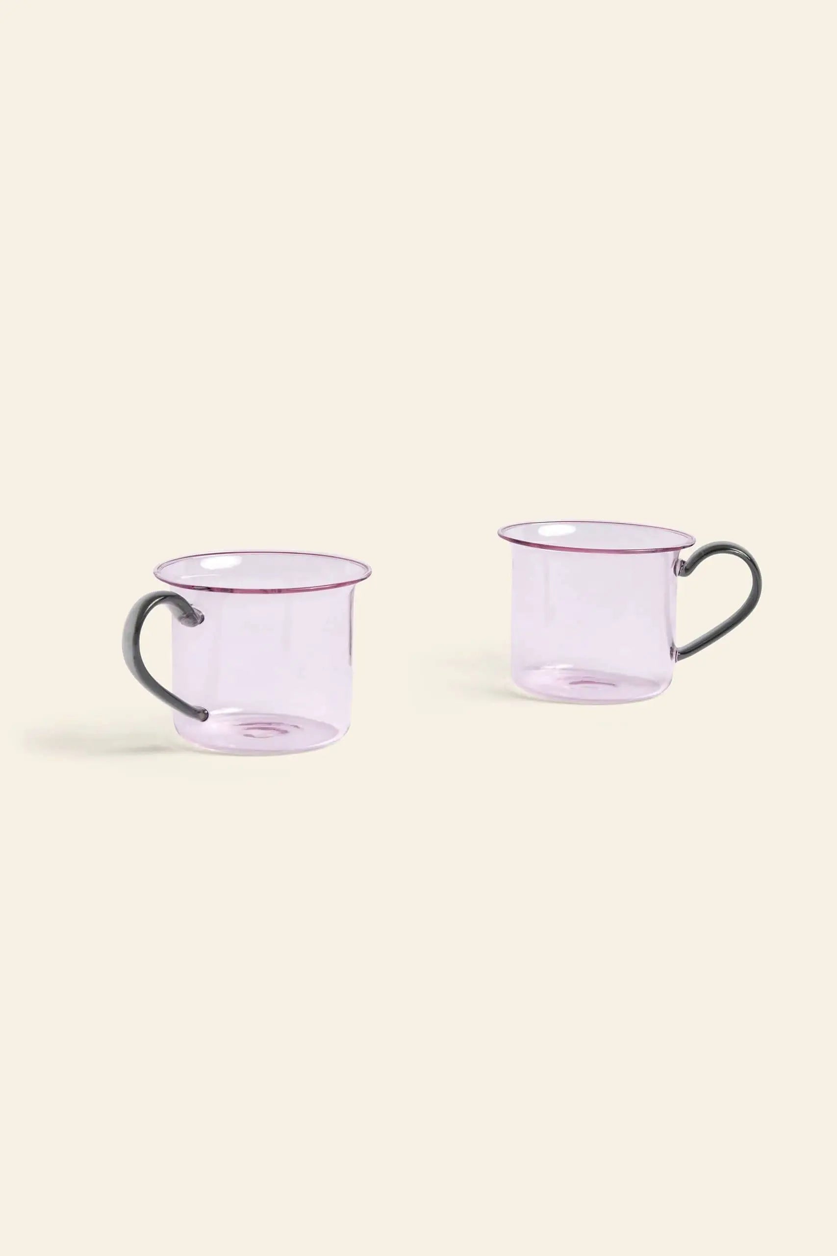 Hay Borosilicate Cup Set Of 2 Pink With Grey Handle