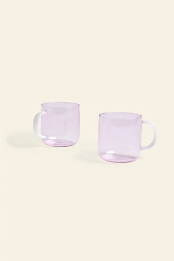 Hay Borosilicate Mug Set Of 2 Pink With White Handle