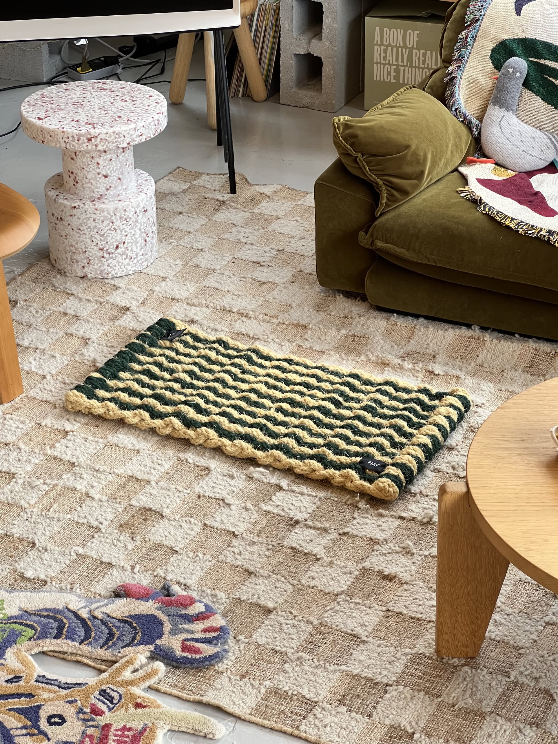 HAY Coco Door Mat Stripe Wave Dark Green/White