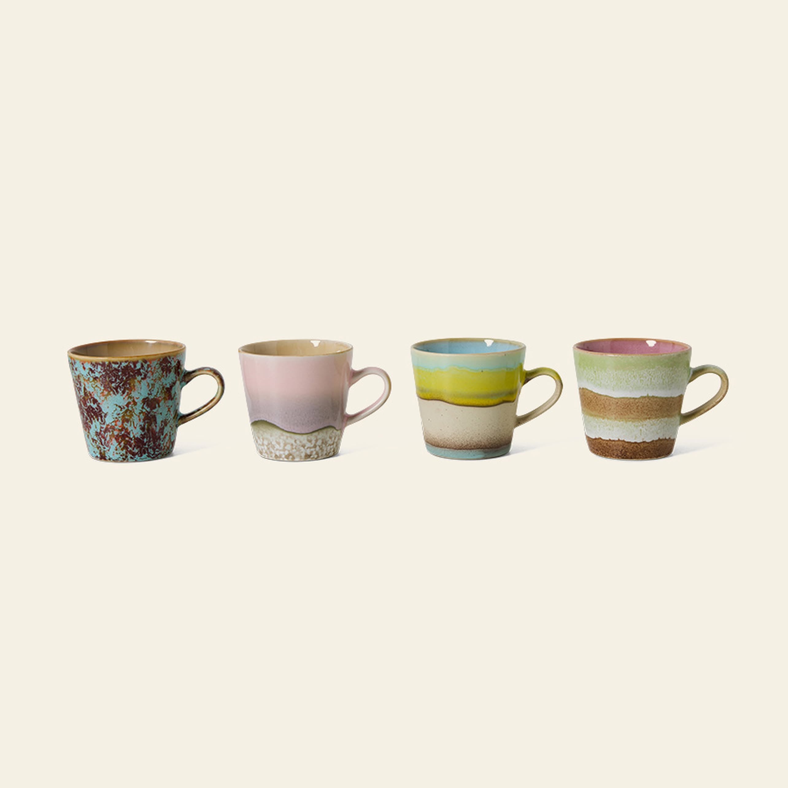HKliving 70s Ceramics: Americano Mugs, Set of 4
