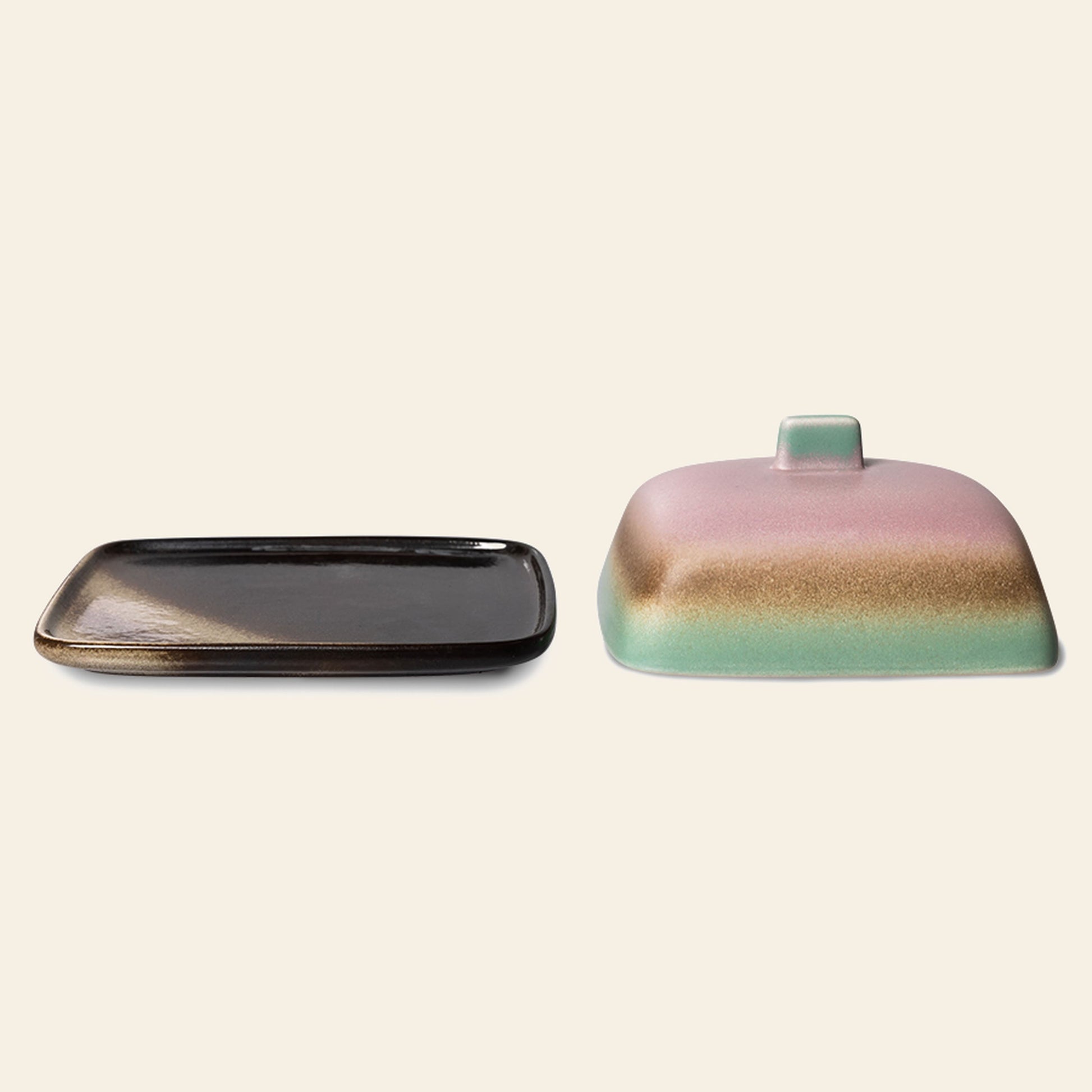 HKLIVING 70s Ceramics Butter Dish Mercury