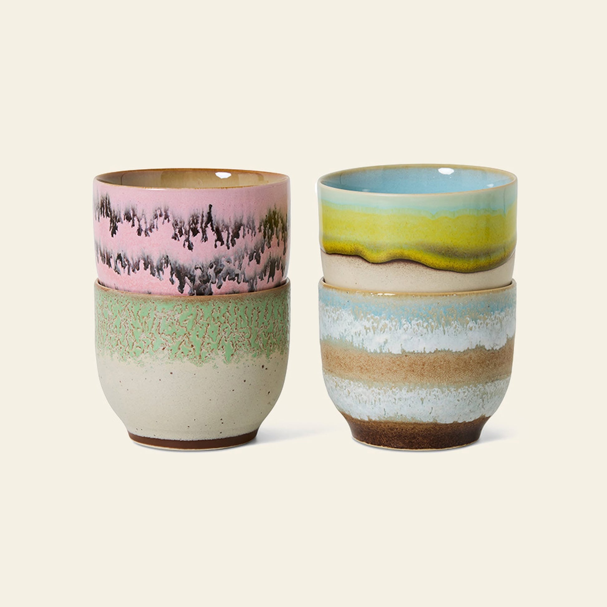 HKLIVING 70s Ceramics Café Cups Set of 4 Deco