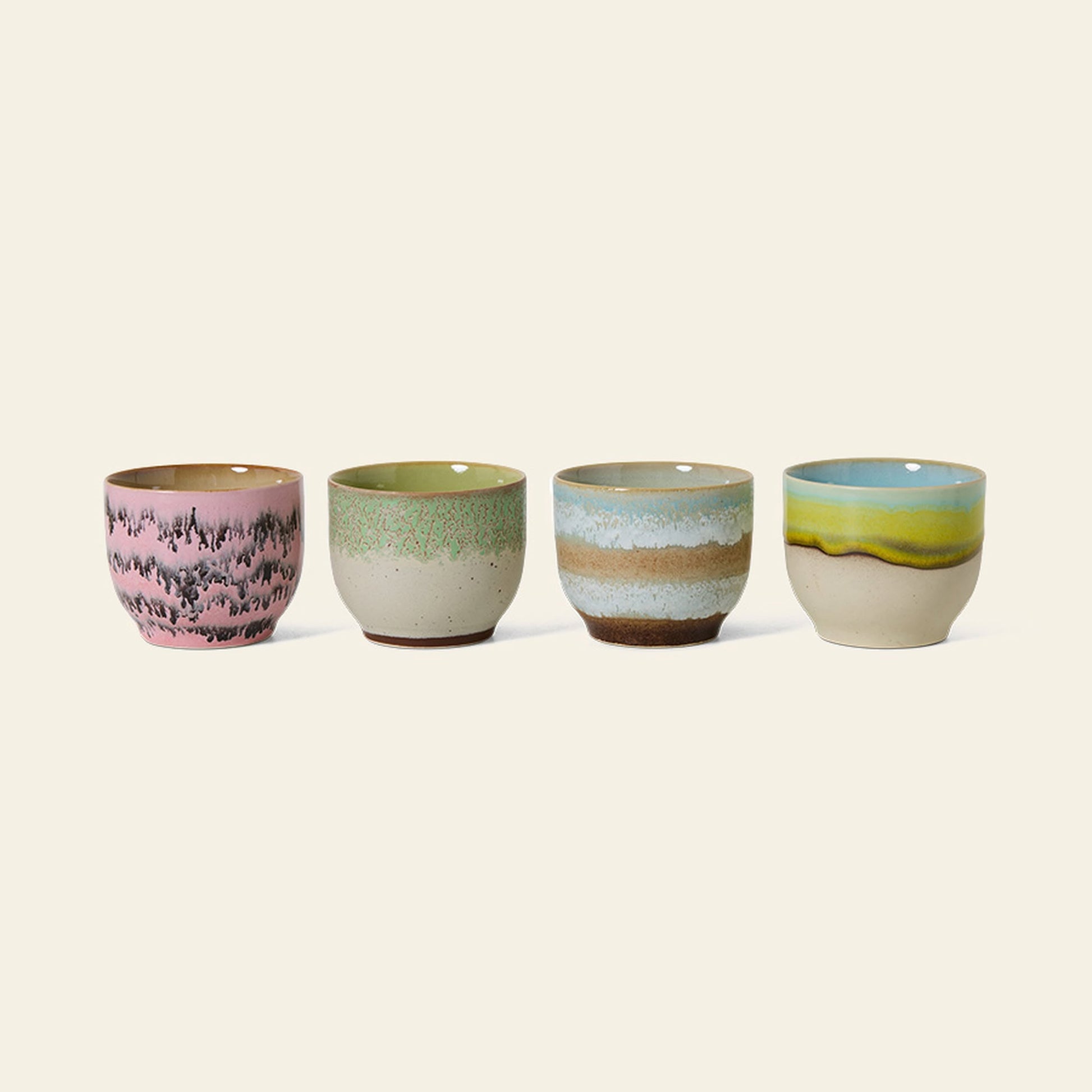 HKLIVING 70s Ceramics Café Cups Set of 4 Deco