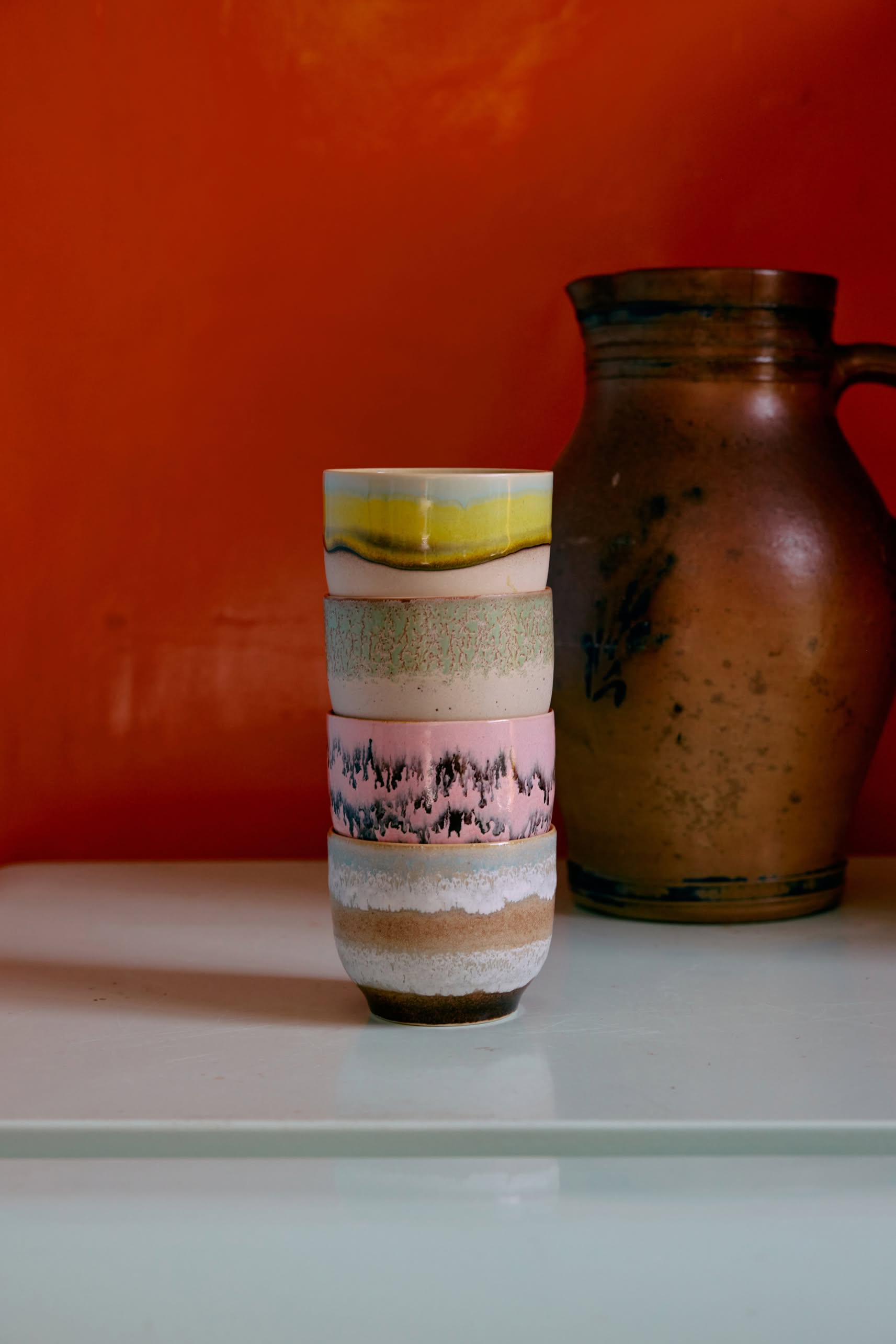 HKLIVING 70s Ceramics Café Cups Set of 4 Deco