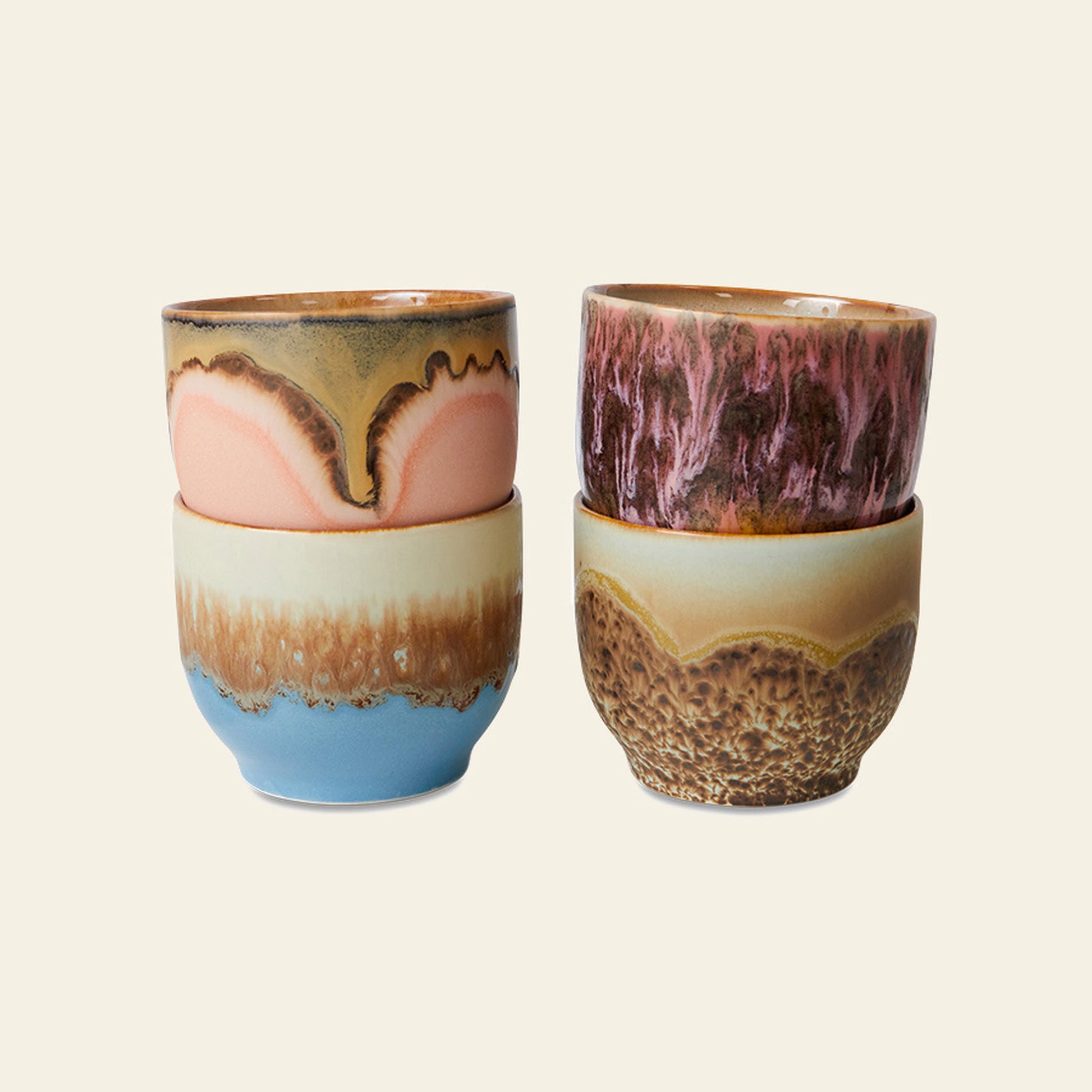 HKLIVING 70s Ceramics Café Cups Set of 4 Lagoon