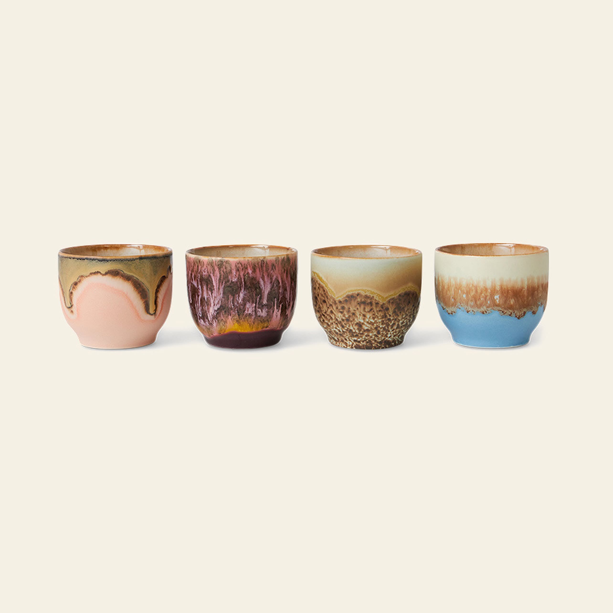 HKLIVING 70s Ceramics: Café Cups, Set of 4 - Lagoon