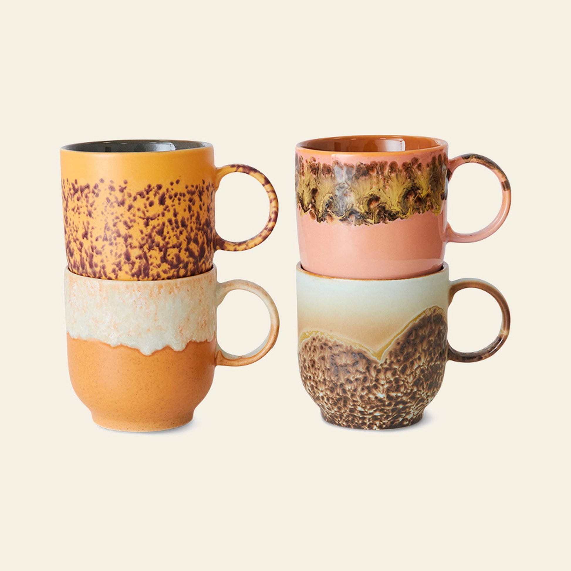 HKLIVING 70s Ceramics Café Mugs Set of 4 Cape