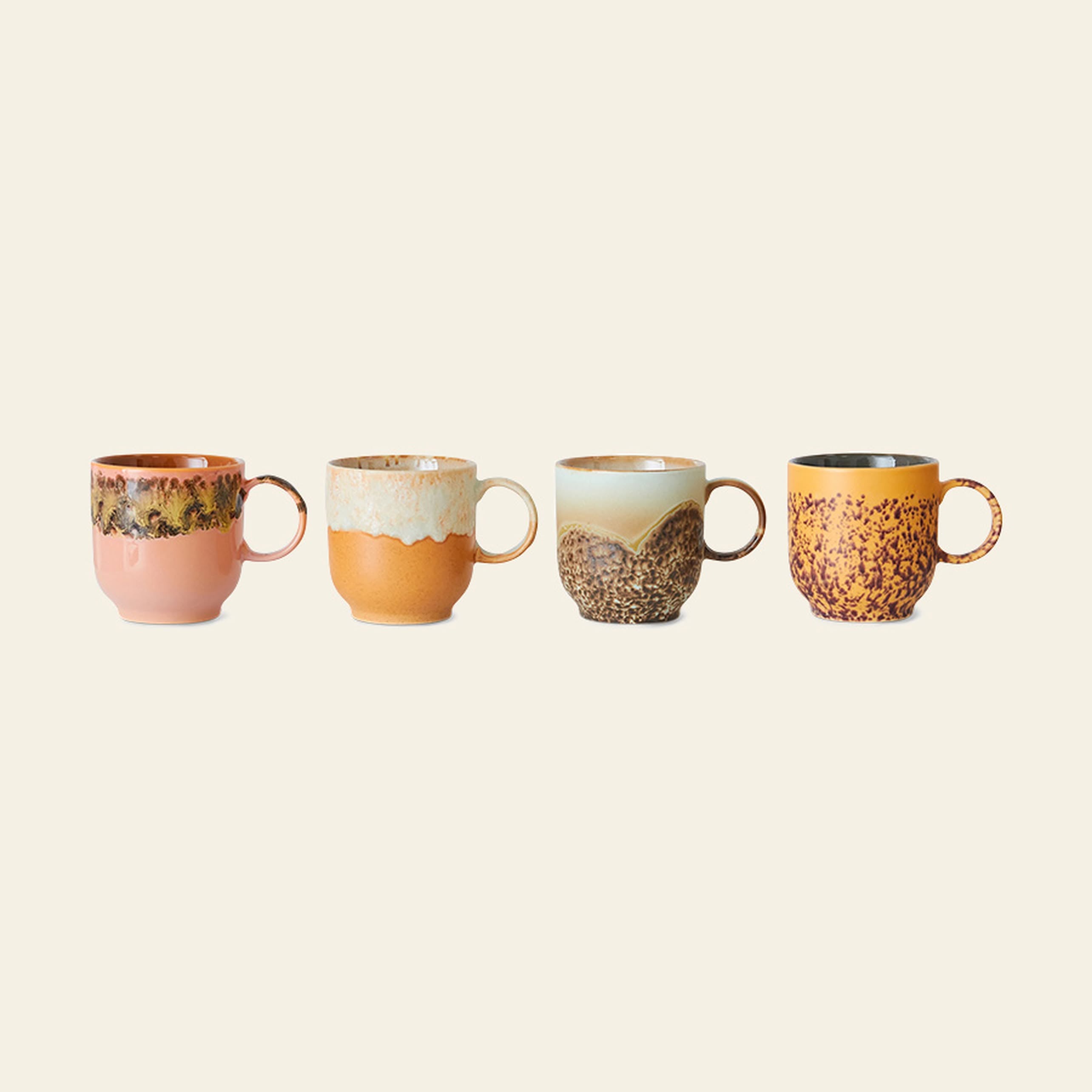 HKLIVING 70s Ceramics: Café Mugs, Set of 4 - Cape