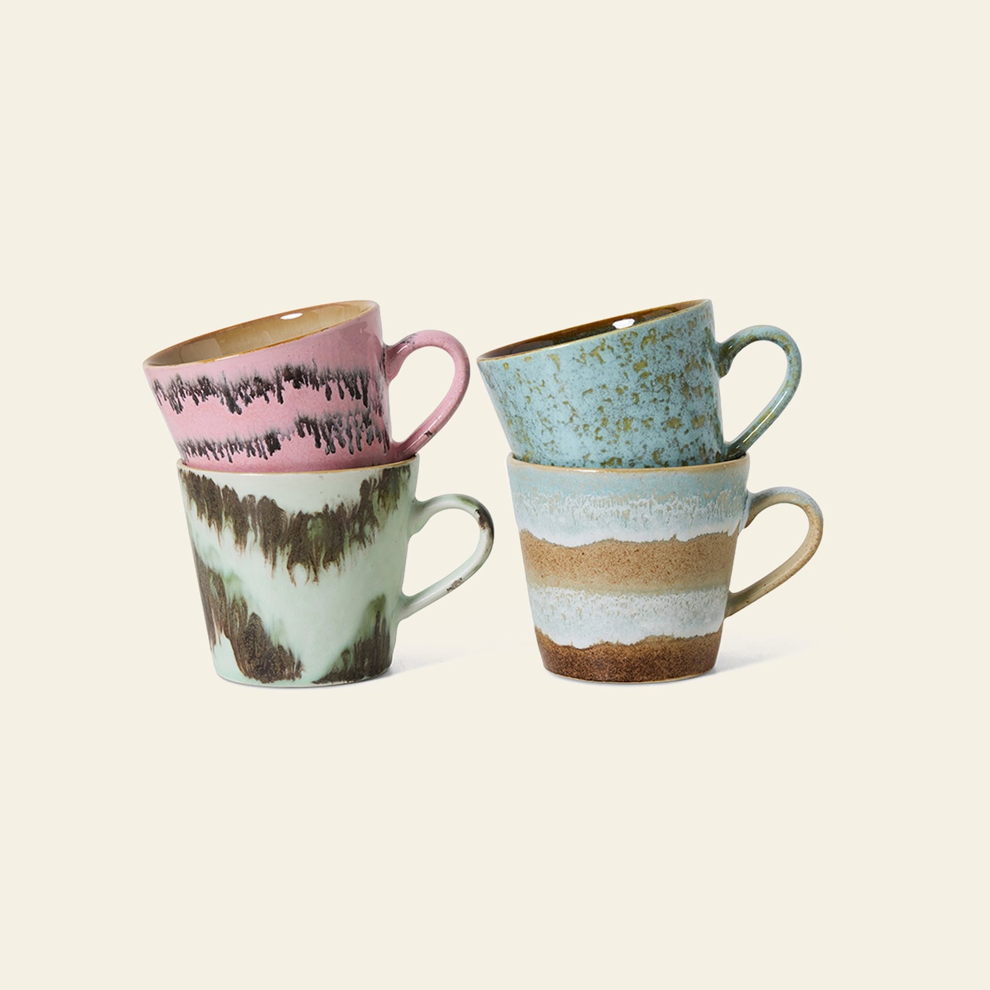 HKLIVING 70s Ceramics Cappuccino Mugs Set of 4 Dada
