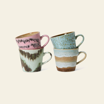 HKLIVING 70s Ceramics Cappuccino Mugs Set of 4 Dada