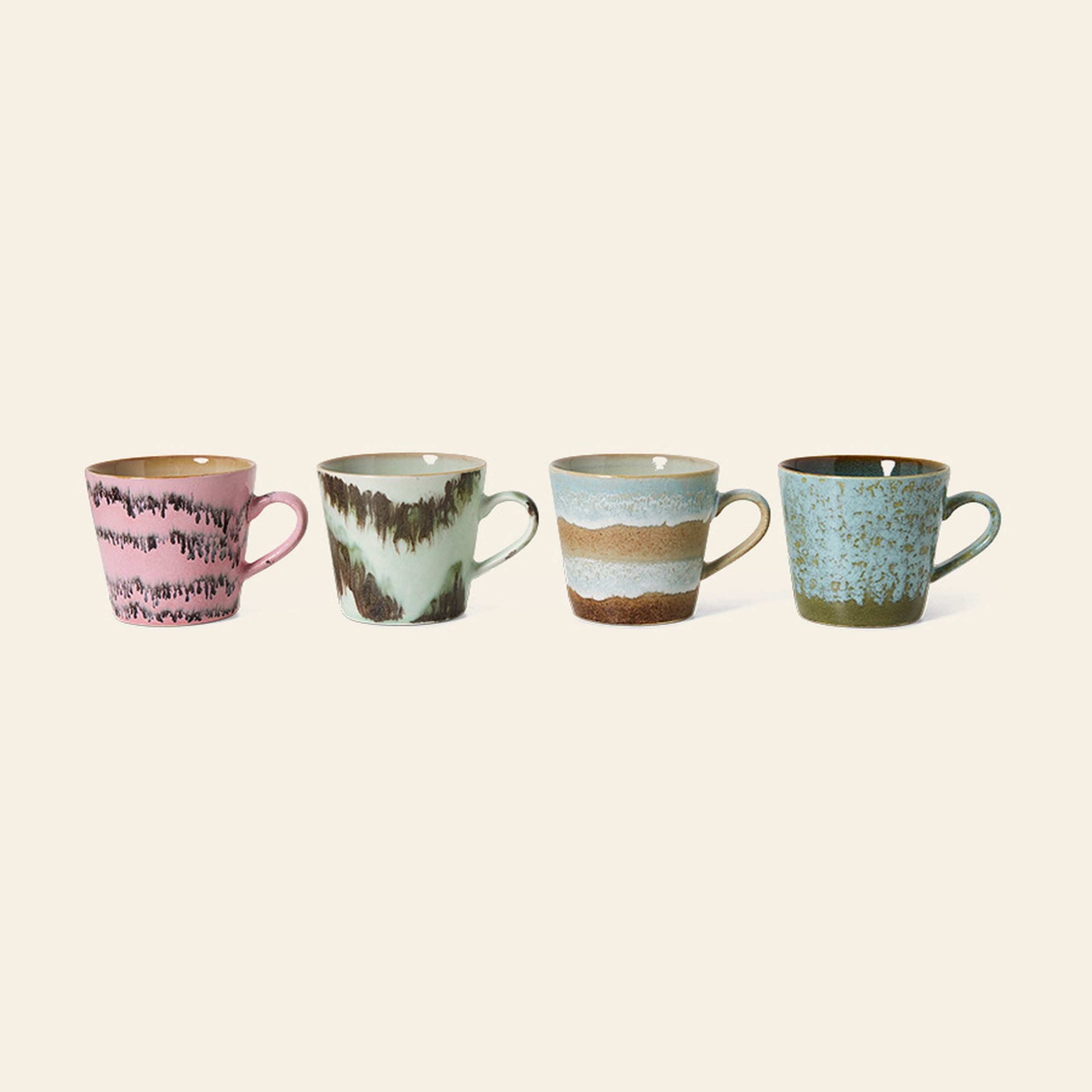 HKliving 70s Ceramics: Cappuccino Mugs, Set of 4