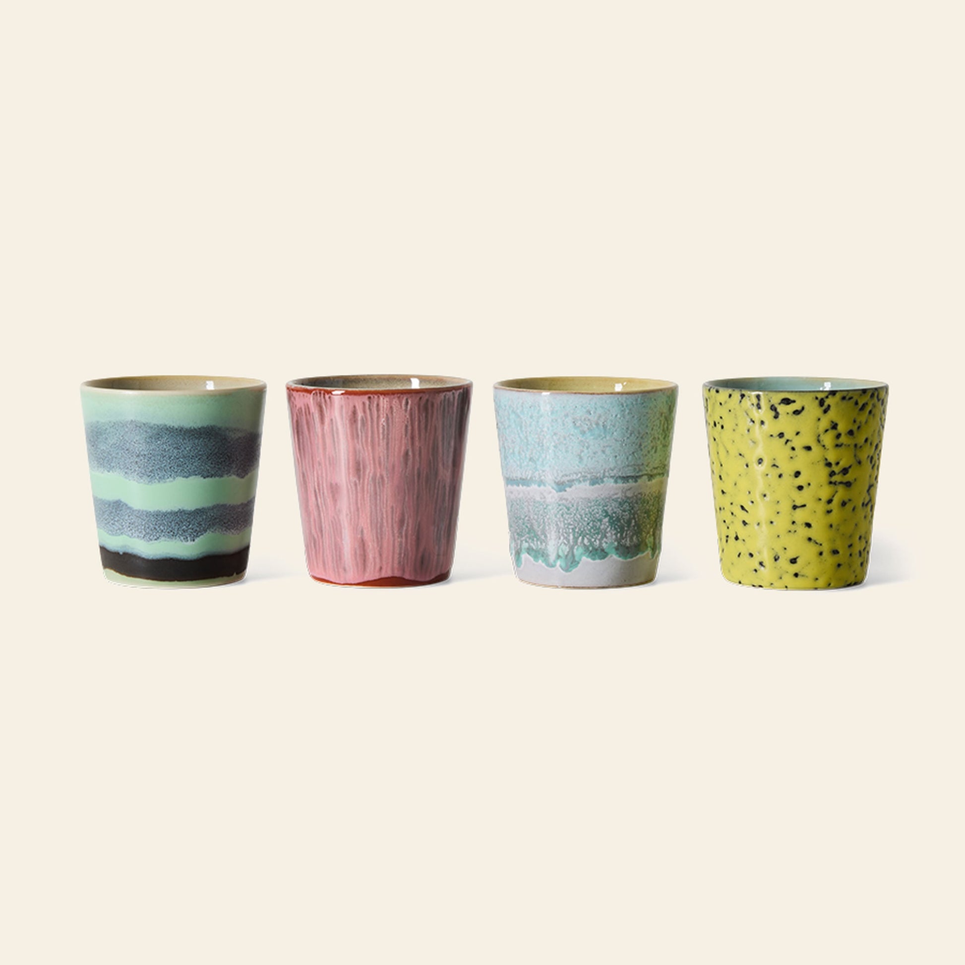 HKLIVING 70s Ceramics Coffee Mugs Set of 4 Artistic